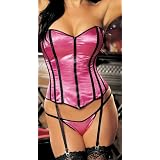 Shirley of Hollywood Women's Satin Corset With Zipper,Hot Pink,38
