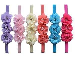 6pcs Baby's Headbands Girl's Cute Head Band Newborn Hair Bow & Gift Bag Print Qs