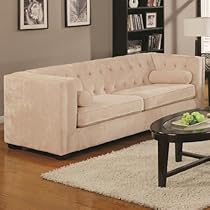 Big Sale Coaster Alexis Collection Sofa Couch in Almond Microvelvet