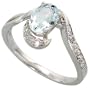 14k White Gold Ring, w/ 0.10 Carat Brilliant Cut Diamonds & 0.73 Carat Oval Cut 7x5mm aquamarine Stone, 3/8 in. (10mm) wide