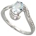 14k White Gold Ring, w/ 0.10 Carat Brilliant Cut Diamonds & 0.73 Carat Oval Cut 7x5mm aquamarine Stone, 3/8 in. (10mm) wide