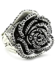 King Baby "Rose" Rose Ring with Black Cubic Zirconia