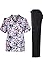 MedPro Women's Medical Scrub Set with Printed Wrap Top and Cargo Pants Black Pink M