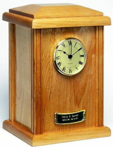 Star Legacy Natural Wood Mantel Clock Urn, Natural Wood Grain, Large/Adult