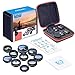 Apexel 10 in 1 Cell Phone Camera Lens Kit Wide Angle Lens & Macro Lens+Fisheye Lens+Telephoto Lens+CPL/Flow/Radial/Star Filter+Kaleidoscope 3/6 Lens for iPhone Samsung Sony and Most of Smartphone