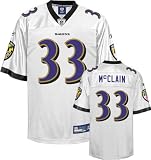 LeRon McClain Jersey: Reebok White Replica #33 Baltimore Ravens Jersey - Small