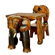 Hand-carved & Painted Vintage Style Elephant Design Childrens Table And Chair Set