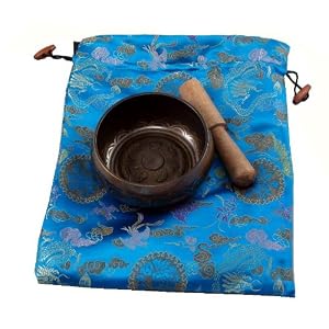 Tibetan Buddhist Singing Bowl Blue Bag Gift Set