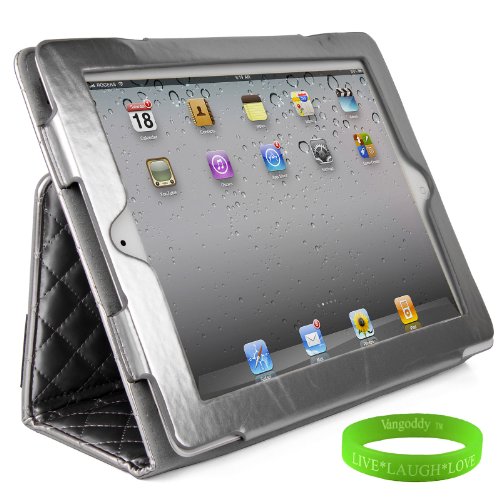Silver Padded iPad Skin Cover Case Stand with Screen Flap and Sleep Function for all Models of The New Apple iPad ( 3rd Generation, wifi , + AT&T 4G , 16 GB , 32GB , 64 GB, MC707LL/A , MD328LL/A , MC705LL/A , MC706LL/A , MD329LL/A , MD368LL/A , MC756LL/A , MC744LL/A ect.. ) + Live * Laugh * Love Vangoddy Trademarked Wrist Band!!!