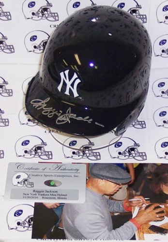 Reggie Jackson Hand Signed New York Yankees Mini Helmet - Autographed MLB Helmets and Hats