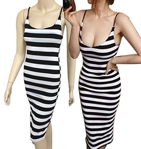 Active Island ボーダー柄 セクシー ワンピース ドレス ボディコン キャミソール 膝下丈 タイト ライン 誘惑