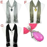 Jewel Beads Pendant Scarf Necklace, 4 Piece/lot, NL-1678e