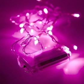 Valentines Day Gift, Battery Operated Fairy Lights 10 Pink LED bulbs