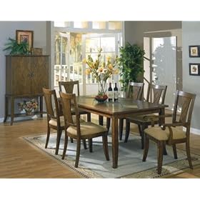 Click here to buy 7pc Dark Distress Wood Finish Dining Room Table and Chairs Set by visiondecor Furniture.