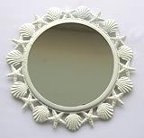 Round Metal Seashell Mirror Rimmed w/ Pectin & Starfish