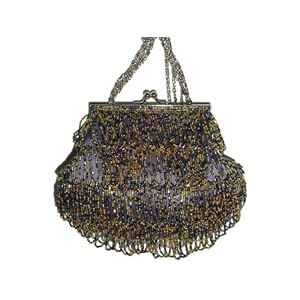 Beaded Evening Handbag Bag purse Grey Color