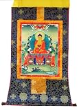 Shakyamuni (Siddhartha) Tibetan Buddhist Handmade Brocade Thangka