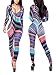 Women's Stylish Afrique Tribal Long Sleeve Bodycon Jumpsuit Romper Catsuit (US M, Multicolor)