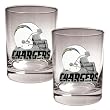 San Diego Chargers NFL 2pc Rocks Glass Set - Helmet logo
