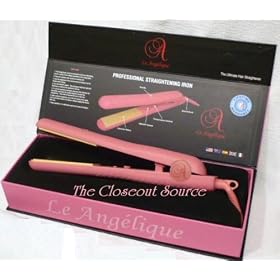 Le Angelique PRO 100% Ionic Ceramic Heating Element Made from Tourmaline Crystals Hair Straightener - Pink