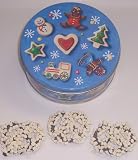 Scott's Cakes 1 lb. Dark Chocolate Covered Pretzel with White Chocolate Chips in a Christmas Cookie Tin