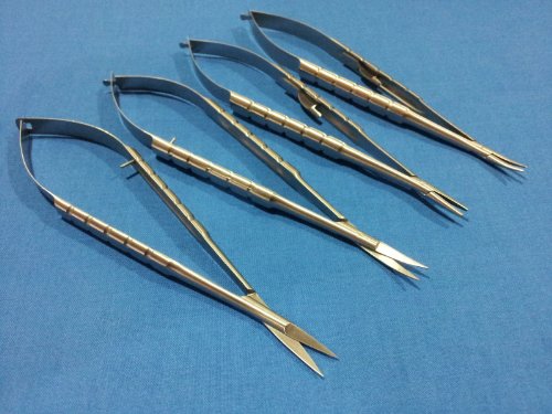 SET OF 4 O.R GRADE CASTROVIEJO NEEDLE HOLDERS & SCISSORS CURVED+STRAIGHT TIP 6