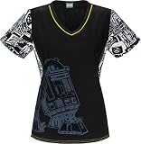 Tooniforms by Cherokee Women's V-Neck R2 To The Rescue Print Scrub Top X-Small Print