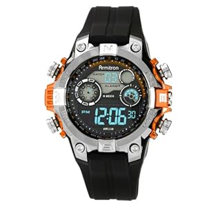 Armitron Men's 40/8251ORG Round Metalized Orange Accented Digital Sport Watch (Watch) 