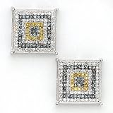 Solid 14K White Gold Micro Pav� .33 Carat Elegant Genuine Diamond Earrings