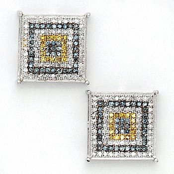 Solid 14K White Gold Micro Pave .33 Carat Elegant Genuine Diamond Earrings