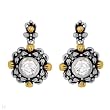 Earrings With 6.52ctw Cubic zirconia Made of Black Enamel and 14K/925 Gold plated Silver. Total item weight 16g Length 33mm