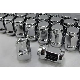Chrome Bulge Acorn Lug Nuts 3/4" Head, 60&deg; Set of 24 Lugs For Most Nissan Models