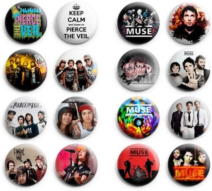 Pierce the Veil / Muse Pinback Buttons 16Pcs 1.25 inch Mix Set
