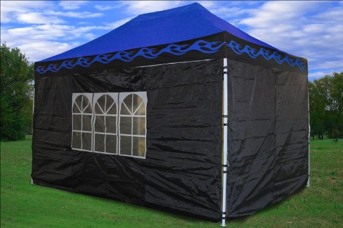 10x15 Pop up 4 Wall Canopy Party Tent Gazebo Set Ez Blue Flame