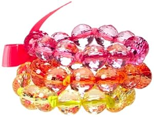 Carter's Little Girls'  3-Pack Round Faceted Bead Bracelet Set, Light Yellow/Dark Orange/Pink, 3 Years