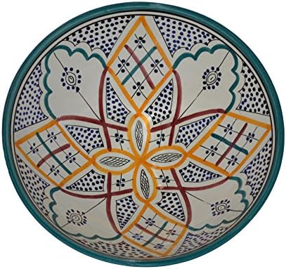 Ceramic Bowls Moroccan Handmade Serving Bowl Rainbow (Small 8 inches)