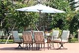 8pc Paisley Patio Dining Furniture Set with Umbrella