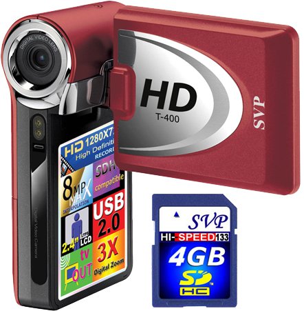 SVP T400-Red 1280x720p True HD Camcorder with 2.4