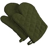 DII 100% Cotton, Machine Washable, Heat Resistant, Everyday Kitchen Basic, Terry Oven Mitt, 7 x 13", Set of 2, Sage