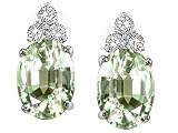 3.12 cttw Genuine Green Amethyst and Diamond Earrings - 14kt White or Yellow Gold