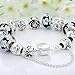 Bamoer 2015 New Arrival Vintage Silver Charm Bracelet for Women Flower Glass Bead and Safety Chain