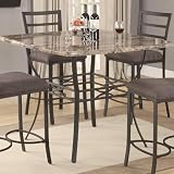 Counter Height Dining Table with Faux Marble Top in Black Metal Finish