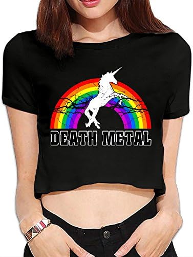 Death Metal Unicorn Rainbow Women Crop Top