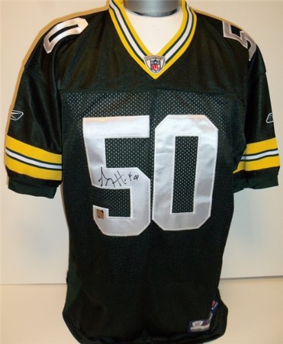 AJ Hawk Autographed/Hand Signed Green Bay Packers Authentic Jersey