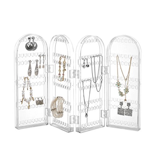 Beautify Jewelry Hanger Organizer - Foldable Acrylic Earring, Necklace & Bracelet Holder Display Screen Stand