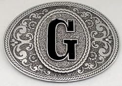 MONOGRAM LETTER "G" ENAMEL  BELT BUCKLE