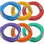 Seismic Audio - SASTSX-25 (6 Pack) - 25 Foot TS 1/4" Guitar, Instrument, or Patch Cables Colored