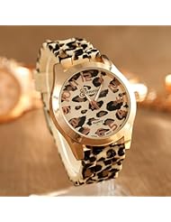 Sexy Wild Leopard Geneva Silicone Band Quartz Analog Wrist Watches Women Girls (Coffee Leopard)