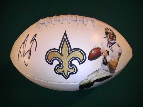 DREW BREES SIGNED AUTO NFL LOGO FOOTBALL NEW ORLEANS SAINTS COA + PROOF PHOTO