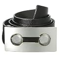 Belt with Silver Mod-Style Buckle - Black